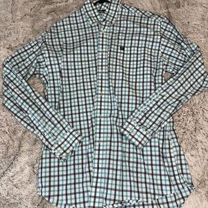 Men's Plaid Shirt - Green and White